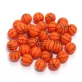 Silicone basketball beads DIY handmade accessories, orange sports sphere beads for crafting bracelets. - Basketball / Pack of 5