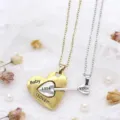 Ensemble de collier pendentif flèche coeur de couple, bijoux d'amour assortis. - Cœur Or Et Flèche Blanche