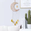 Natürlicher Kristall Achat Mond Sonnenfänger Baum des Lebens Windspiel Wandbehang Deko - Goldener Trägerbaum