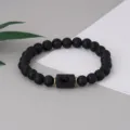 Details des schwarzen matten Achat Perlenarmbands mit Sternzeichen Krebs fuer Paare. - Krebs Normaler Stil (BNS-0103) / Matte Stein