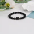 Matte schwarze Achat Perlen Armband mit Sternbild Anhänger, elastischer Paarschmuck. - Schütze Normaler Stil (BNS-0103) / Matte Stein