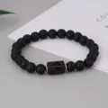 Sternzeichen schwarze matte perlen stretch armband nahaufnahme produktdetail ansicht - Waage Normaler Stil (BNS-0103) / Matte Stein