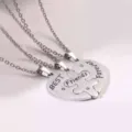 Best Friends Forever 3-piece heart puzzle necklace set in stainless steel silver finish. - Stainless Steel Three-Piece Style (Stainless Steel O-Chain)