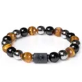Gemini zodiac beaded bracelet with tiger eye, obsidian and hematite stones for men and women - Gemini - Premium Style