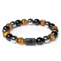 Zodiac Beaded Bracelet Natural Tiger Eye Obsidian Hematite 8mm Elastic Astrological Jewelry - Sagittarius - Premium Style