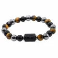 Cross-border Zodiac Tiger Eye Obsidian Hematite Beaded Bracelet Elastic Gemstone Jewelry - Pisces - Economy Style