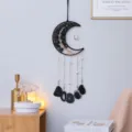 Natürlicher Achat Kristall Lebensbaum Mond Traumfänger Hängend Ornament Heimdekor Geschenkidee - Schwarze Große Mond Achatscheibe