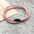 Pink braided double wrap cord bracelet with black magnetic clasp for couples and daily wear. - Double-Layer Magnetic Clasp Pink
