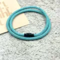 Turquoise woven rope bracelet with black magnetic clasp, stylish couple braided jewelry gift. - Double-Layer Magnetic Clasp Mint Green