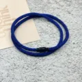 Blue braided rope bracelet with black magnetic clasp, double-layer woven couple jewelry item. - Double-Layer Magnetic Clasp Royal Blue