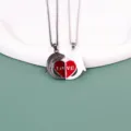 Paar Halsketten mit magnetischen Delfin Anhänger Herzen aus Legierung Modeschmuck. - Schwarz Silber Delphin Splice Stil / Schwarz Silber