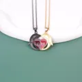 Partner Magnet Delphin Herz Anhänger Halskette Set Modeschmuck für Paare Geschenke - Schwarz Gold Delphin Splice Stil / Schwarz & Gold