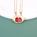 Magnetisches Paar Herz Delphin Halskette Gold Legierung Anhänger Valentinstag Geschenk - Gold Delphin Splice Stil / Gold Gold