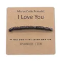 Handmade wooden bead Morse code bracelet couple romantic friendship gift with card - I Love You Style (BN-0311)