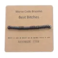 Fashion handmade Morse code beaded couple bracelet with display card, adjustable fit. - Best Bitches Style (BN-0311)
