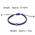 Handmade blue evil eye braided rope bracelet adjustable fashion jewelry accessory. - Evil Eye Style (BN-0319) / Navy Blue