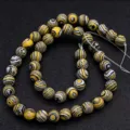 Perles rondes et tourbillonnees jaunes et noires pour fabrication de bijoux DIY charmants. - 4mm Paquet / Malachite Jaune