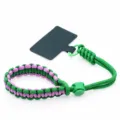 Adjustable woven phone lanyard short wrist strap anti-lost phone charm for travel use. - Wrist Strap with Patch (KC-0129) / 23cm / Green