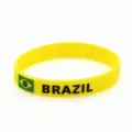 Yellow silicone sports wristband featuring Brazil flag and text, perimeter 18.6cm weight 4.97g. - Brazil