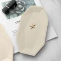 Beige Silicone Geometric Jewelry Tray Aesthetic Ring Dish Cosmetic Storage Holder - Beige