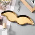 Stainless steel mustache shaped jewelry tray luxury gold metal cosmetic organizer decorative plate - Small (23x7cm) / Luxury Gold