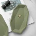 Green geometric silicone jewelry tray for home desktop organization and stylish display. - Green