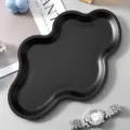 Nordic black cloud-shaped metal tray for jewelry, keys, and cosmetics desktop storage. - Black