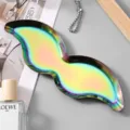 Iridescent stainless steel mustache jewelry tray for modern desktop cosmetic storage decor. - Small (23x7cm) / Colorful