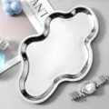 Plateau nuage en métal argenté organiseur de bijoux de luxe plateau déco pour parfum clés - Argent