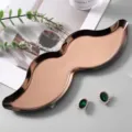 Stainless steel mustache jewelry tray, rose gold metal cosmetic storage and decor dish. - Large (28x8.8cm) / Rose Gold