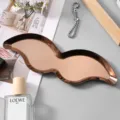 Stainless Steel Mustache Jewelry Tray Rose Gold Decorative Cosmetic Storage Plate - Small (23x7cm) / Rose Gold