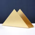 Modern minimalist gold stainless steel triangle napkin holder for dining table decor. - Gold