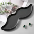 Black stainless steel mustache jewelry tray modern cosmetic storage decorative plate for desktop. - Large (28x8.8cm) / Deep Black