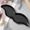 INS style stainless steel mustache jewelry tray metal cosmetic storage decorative plate - Small (23x7cm) / Deep Black