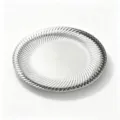 Mirror stainless steel spiral jewelry tray, elegant round cosmetic and key storage dish. - Large (34.5x34.5x1.7cm)