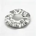 Minimalist stainless steel ruffled jewelry tray, mirrored vanity perfume display plate. - Silver