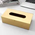 Stainless steel tissue box modern gold square facial tissue holder for home office living room decor - Gold