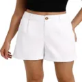 White high-waisted casual shorts for women, comfortable straight-leg design for summer wear. - S / Bottoms / White