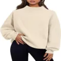 Casual women's mock neck long sleeve sweatshirt pullover top, comfortable daily autumn wear. - S / Apricot