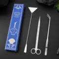 Stainless Steel Aquarium Plant Maintenance Tool Set Scissor And Sand Scraper Variant - 3-Piece Set Boxed / Silver
