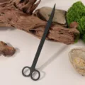 Black stainless steel straight aquascaping scissors for fish tank plant trimming and maintenance. - Single Scissor (OPP Bag) / Black