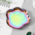Rainbow metallic cat paw trinket tray, creative cute jewelry dish for desktop storage item. - Cat Paw / 9.2x8.3cm / Colorful
