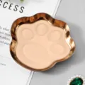 Cute cat paw shape metal storage tray desktop jewelry organizer and small accessories dish. - Cat Paw / 9.2x8.3cm / Rose Gold