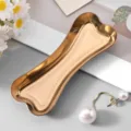 Gold bone-shaped metal storage tray for desktop jewelry, small items, and earrings. - Bone / 9.3x3.8cm / Rose Gold