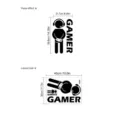 Adesivo murale nero con silhouette di giocatore, cuffie e controller, decorazione adesiva. - Logo del Gioco