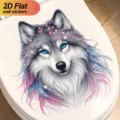 2D flat wolf toilet sticker wall decal removable PVC bathroom home decor main image - Wolf Pattern (LC331) / 30x30cm