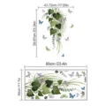 Green leaf butterfly wall sticker PVC self-adhesive home decor for bedroom living room wall. - Drooping Leaves (ZRA141) / 60x30cm