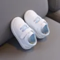 Scarpe primi passi per neonato suola morbida sneakers bianche antiscivolo per bambini e bambine - Lunghezza Interna 14.5cm/Taglia 20 / Blu