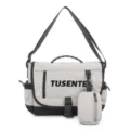 Bolso mensajero informal de nailon con pequeño estuche, bandolera versátil para uso diario. - Gris