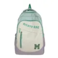 Farbblock Studenten Schulrucksack grosse Kapazitaet Freizeit Mehrfache Taschen mintgruen - Grün